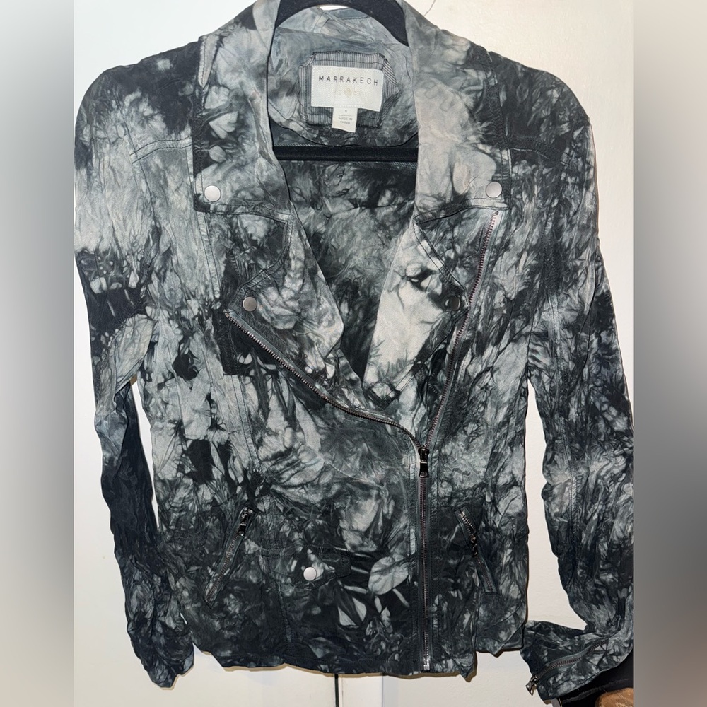 Anthropologie Marrakech tie-dye moto jacket